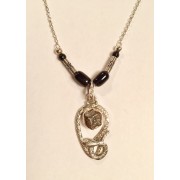 632 collier météorite campo del cielo, onyx, argent sterling 